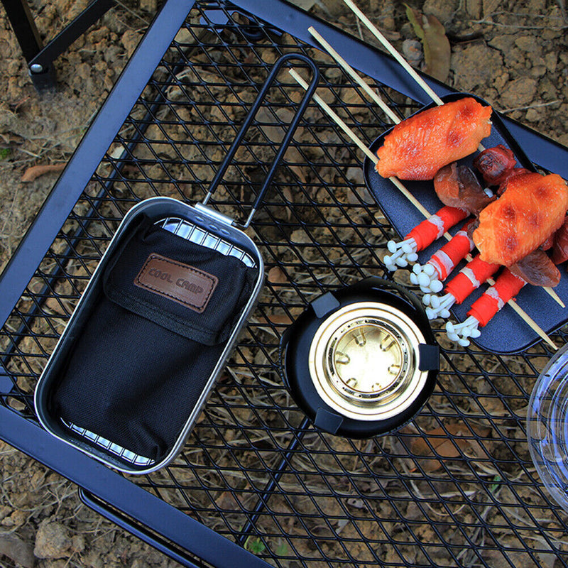Mini BBQ Grill Pan for Camping Outdoor Picnic Cookware Nonstick Grill Baking Pan