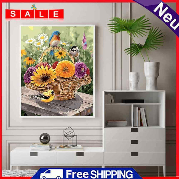 Flower Basketball Bird Oil Paint By Numbers Kit DIY Home Decoration Gift Wall Art