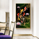 Koi Fish Lotus Diamond Painting Full Round Drill DIY Embroidery Kit 18x34