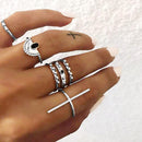 6pcs/Set Cross Knuckle Ring Fashion Geometric Women Alloy Rings Jewelry Gifts