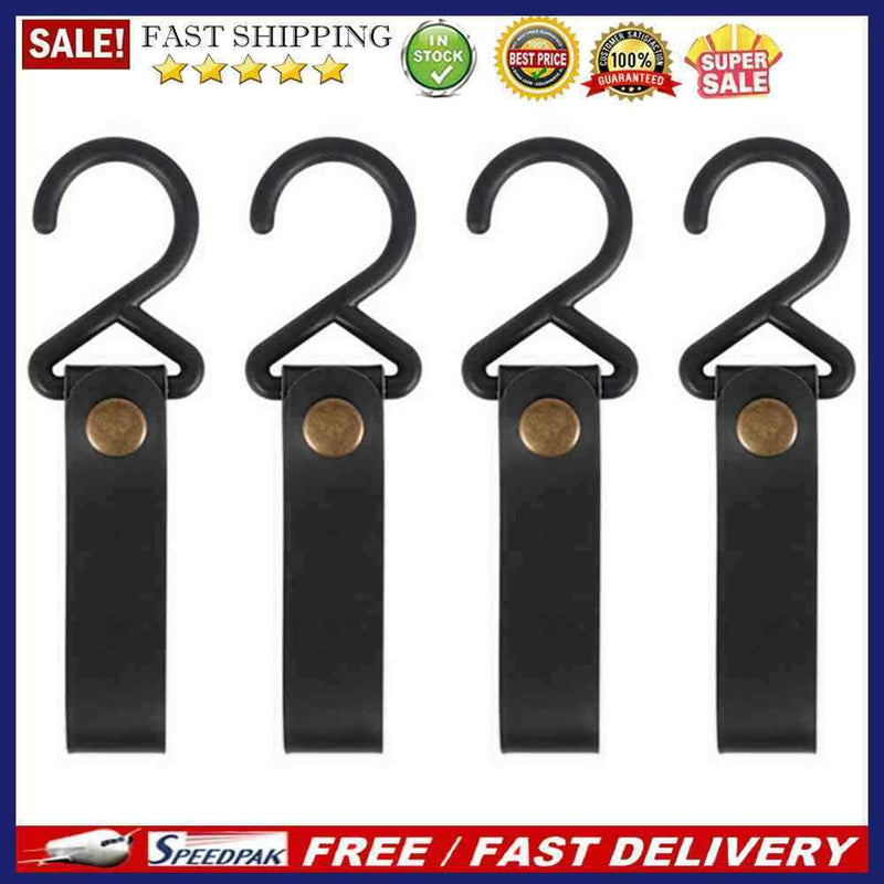 4pcs Leather Hook Camping Tripod Clothes Storage Hanger Holder Hiking Supplies