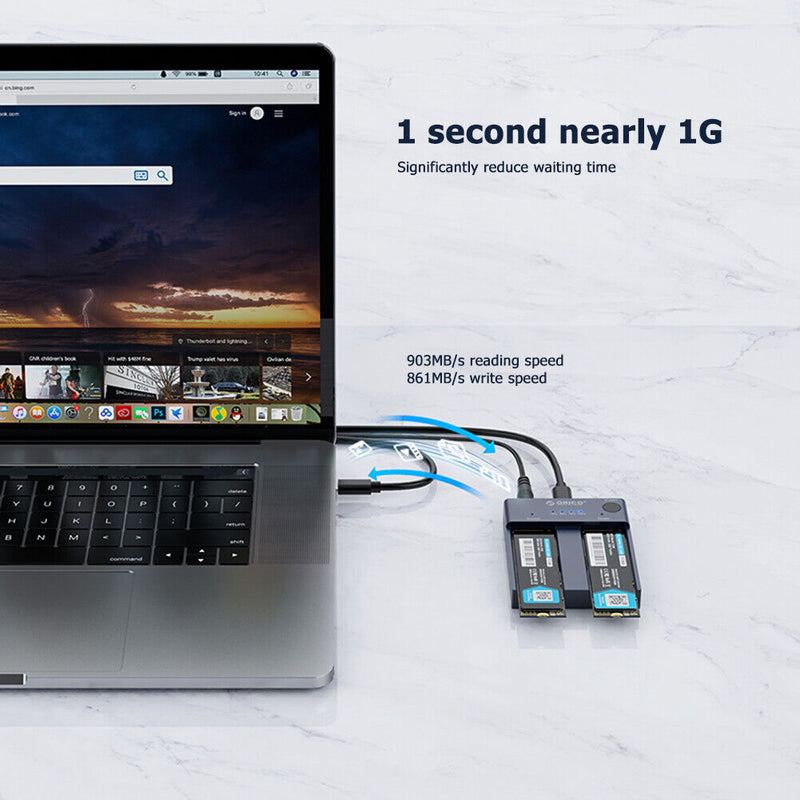 ORICO Dual Bay M.2 NGFF NVMe SSD Docking Station USB 3. 1 Type-C Dock (EU)