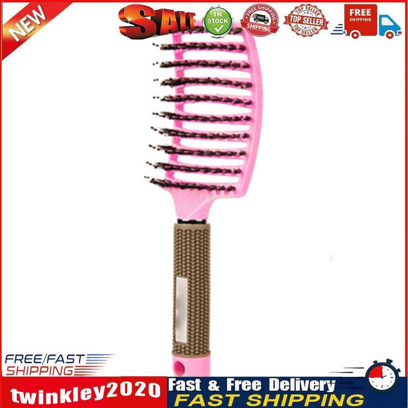Multifunction Curved Shape Comb Hairdressing Massage Comb Brush (Pink) Newly