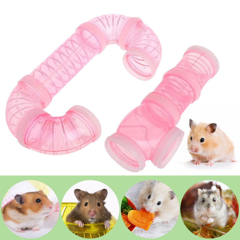 8pcs Hamster Tunnel Assembly Pipe Set External Small Pet Pipeline (Pink) Newly