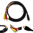 Black Practical HDMI Male To 3 RCA Cable Adapter Audio Video AV Cord 1080P 5FT
