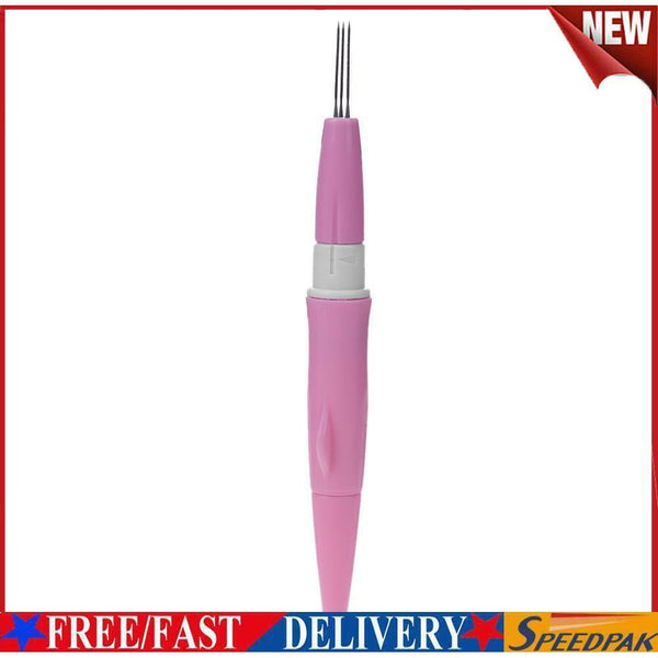 Needle Felting Handle Holder with 3 Needles Wool Embroidery DIY Tool(Pink) #F