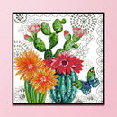 Partial Cross Stitch DIY Kits Printed Prickly Pear Flower Wall Art Handicraft