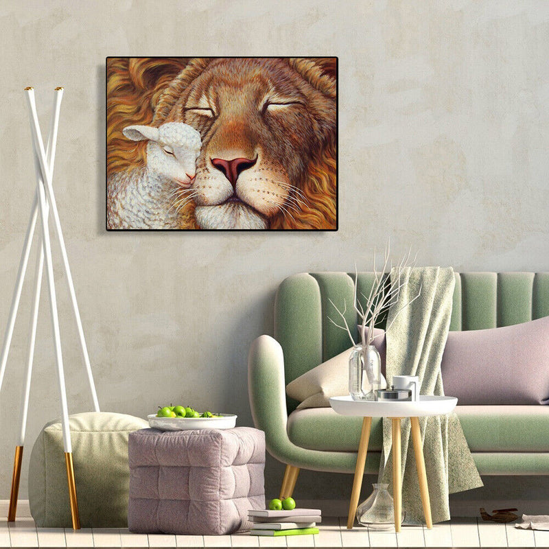 Lamb and Lion Oil Paint By Numbers Kit DIY Acrylic Painting Wall Picture Cr