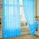 2pcs Solid Color Window Curtain Flower Pattern Valance Blue
