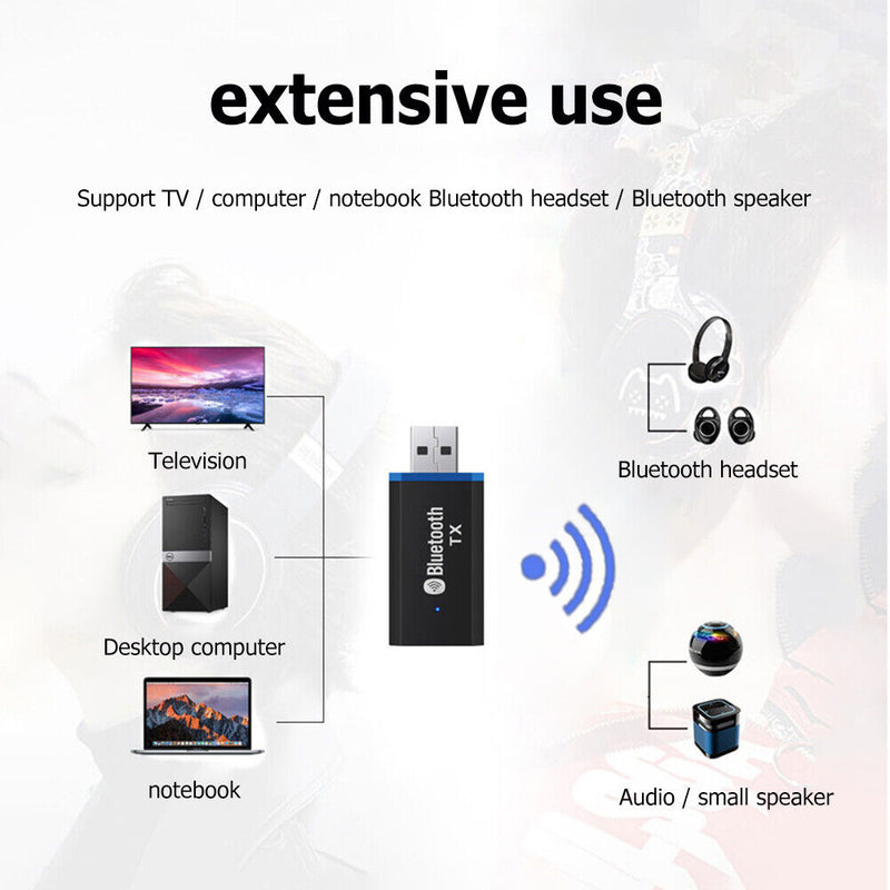 Audio Transmitter Dongle Wireless USB Adapter Driver-Free for Computer Laptop
