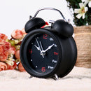 Happy Home Number/English Retro Double Bell Desk Table Alarm Clock (Black)