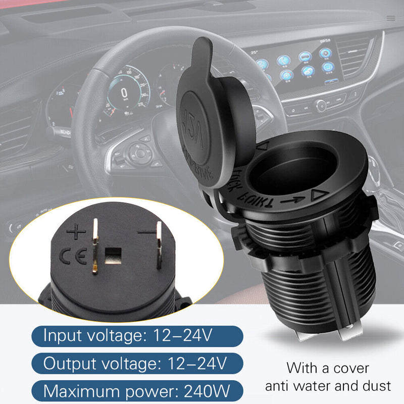 3pcs Car Marine 12V Cigarette Lighter Socket Power Outlet with Wire DIY Kit