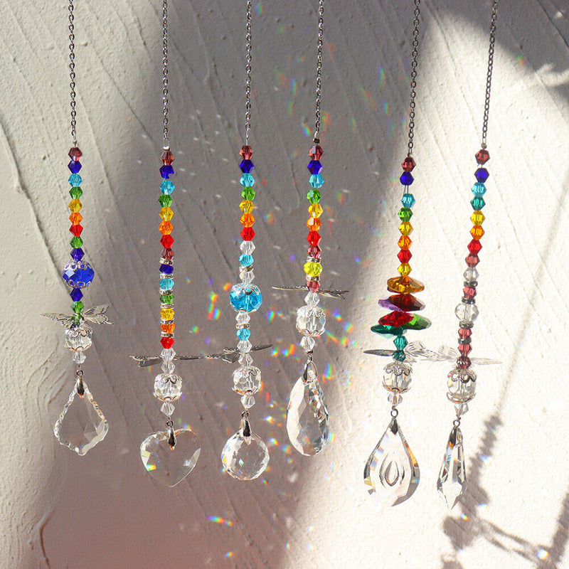 Crystal Wind Chimes Pendant Butterfly Metal Hanging Outdoor Home Garden Decor