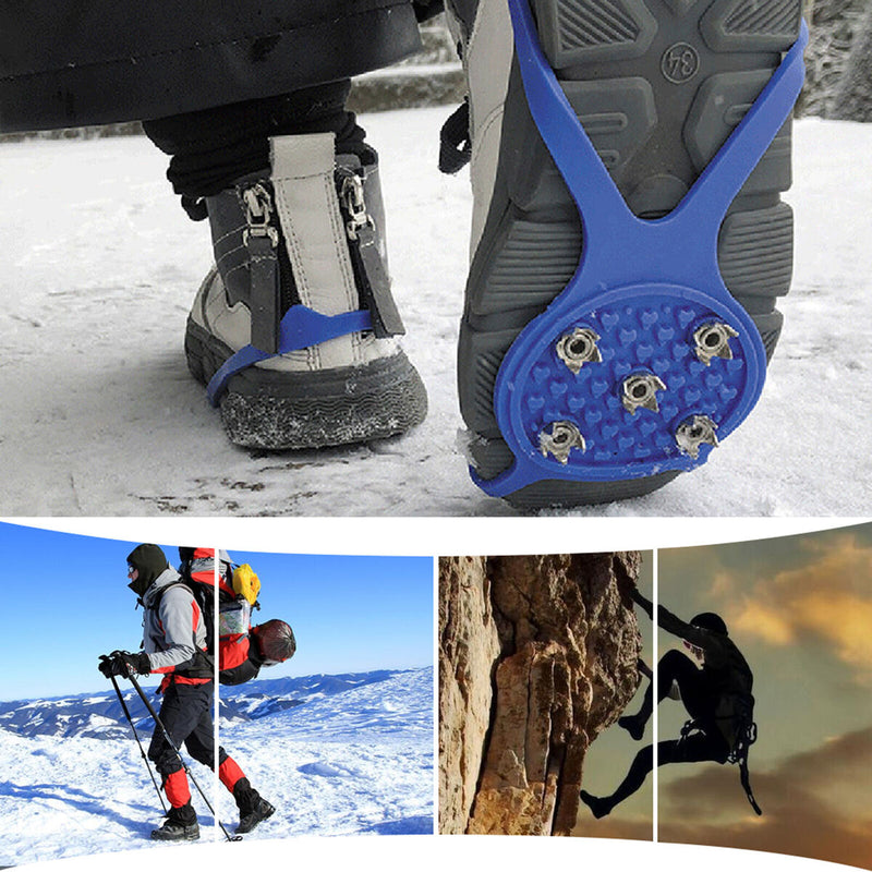 5 Teeth Spikes Crampons, Hiking Mountaineering Anti Slip Ice Snow Grips Crampons