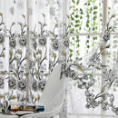 Peony Curtain Living Room Bedroom Home Door Window Curtain (Grey)