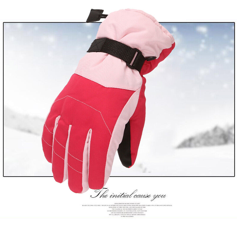 2pcs Kids Outdoor Thermal Ski Gloves Waterproof Thickened Full Finger Mittens