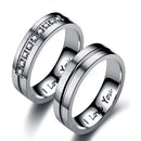 Color Wedding Jewelry Romantic Stainless Steel 6MM Couple Ring Cubic Zircon