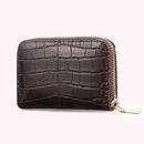 Women PU Leather Crocodile Wallet Business Zipper Holder Handbag (Coffee)