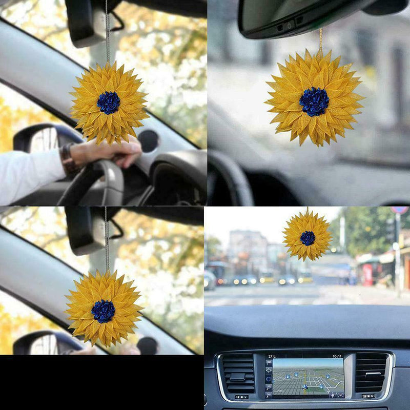 Ukrainian Flag Sunflower Car Pendant Auto Rearview Mirror Ornaments X8D0 E6B4