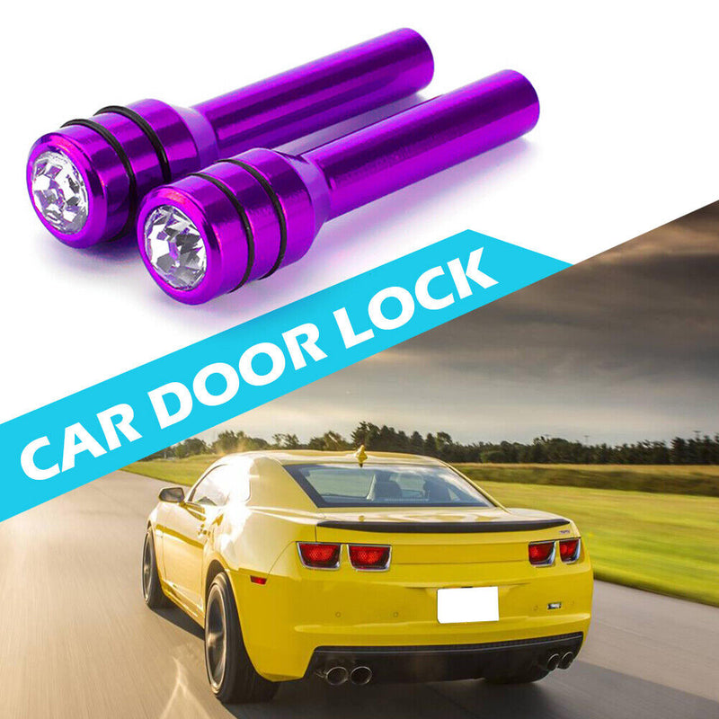 Bling Car Door Lock Knob Aluminum Door Lock Knob Pull Pin 2 Pack (Purple)