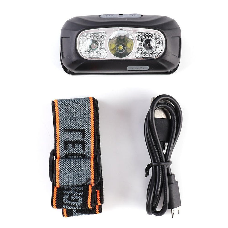 XPE LED Headlamp Wave Induction Waterproof 300lm Fishing Headlight (Black)