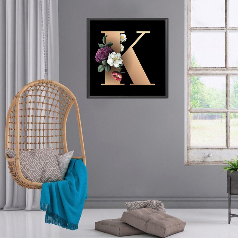 DIY Full Round Drill Diamond Painting letter K Mosaic Rhinestone Craft