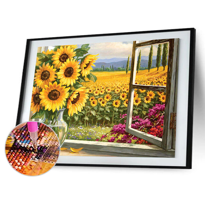 5D Full Round Drill Sunflower Diamond Painting Kit for DIY Home Art Decoration