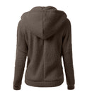 Women Thicken Fleece Winter Jacket Hooded Zipper Overcoat(Coffee)(XXXL)