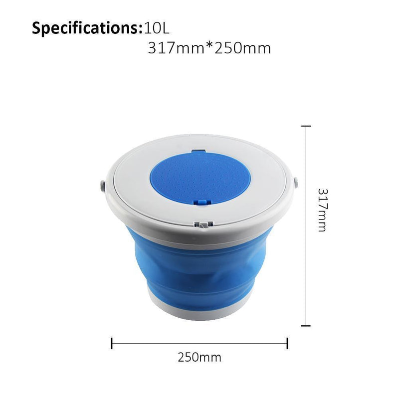 5L Folding Bucket with Cover Portable Car Wash Fishing Bucket (Blue)