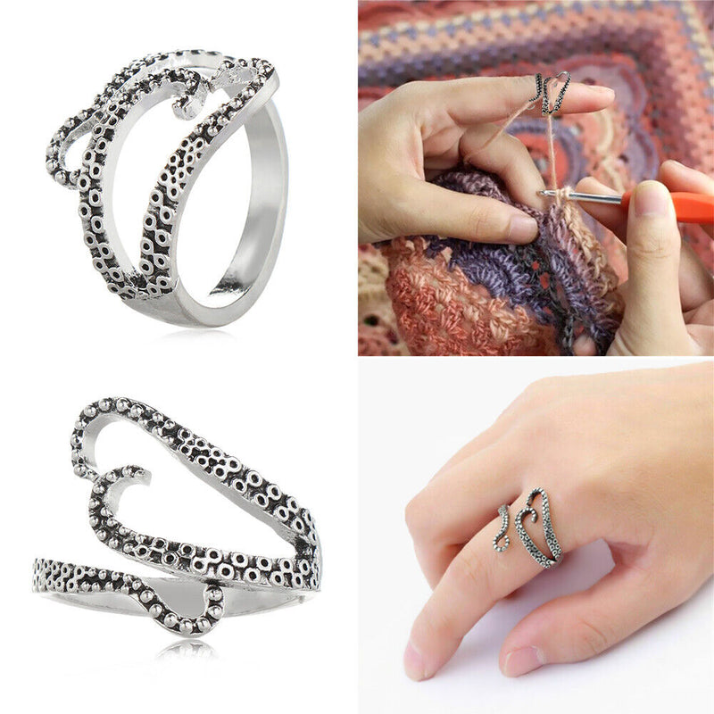 Yarn Guides Opening Thimble Knitting Ring Octopus Shape Crochet Loop Sewing