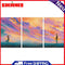 3 Panels Sunset Couples Oil Paint By Numbers Kits Canvas Picture Wall Art DIY
