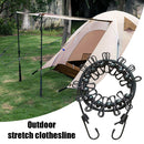 Portable Windproof Travel Clothesline with Clothespins Clips for Outdoor Ca