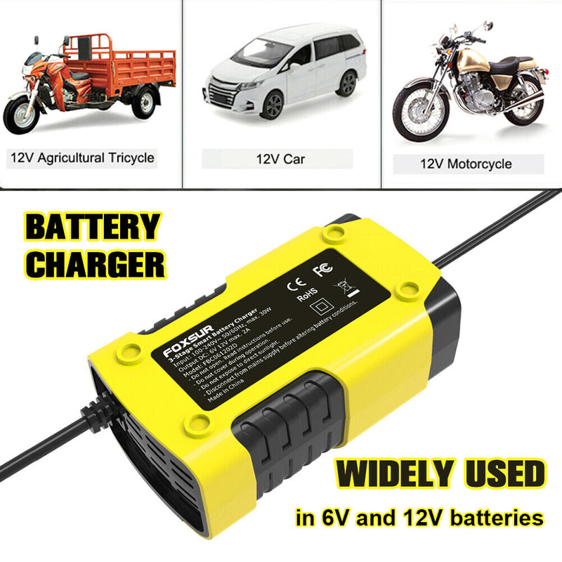 6V 12V 2A Smart Automatic Battery Charger for GEL AGM Car Motorcycle Accessories