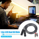 1.5m/4.9ft Dual XLR Male to Dual RCA Male Audio Microphone Cable Adapter Wire