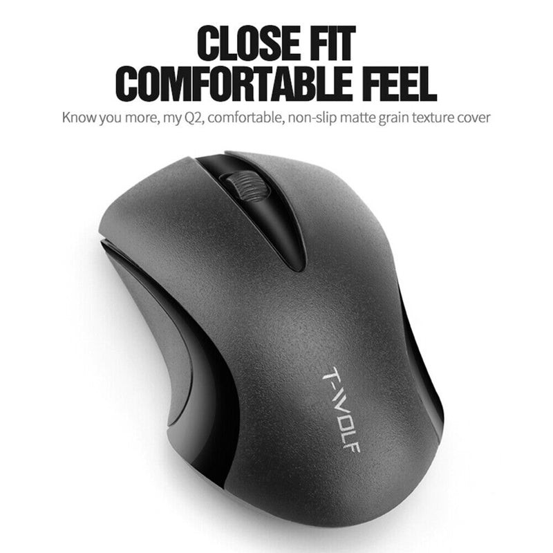 Q2 1200dpi USB Silent Mouse Computer PC 2.4G Wireless Mute Mice (Black)