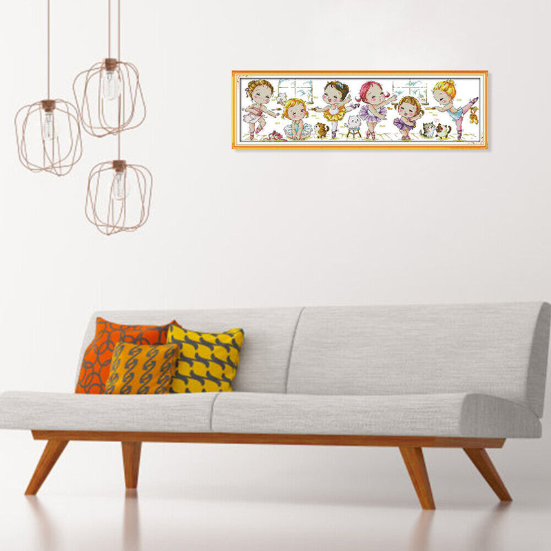 14CT Stamped Cartoon Embroidery Canvas Cross Stitch (K950 Ballet School)