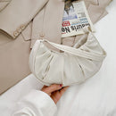 Folds Design Small Shoulder Armpit Bags for Women Nylon Solid Color Pleated Tote