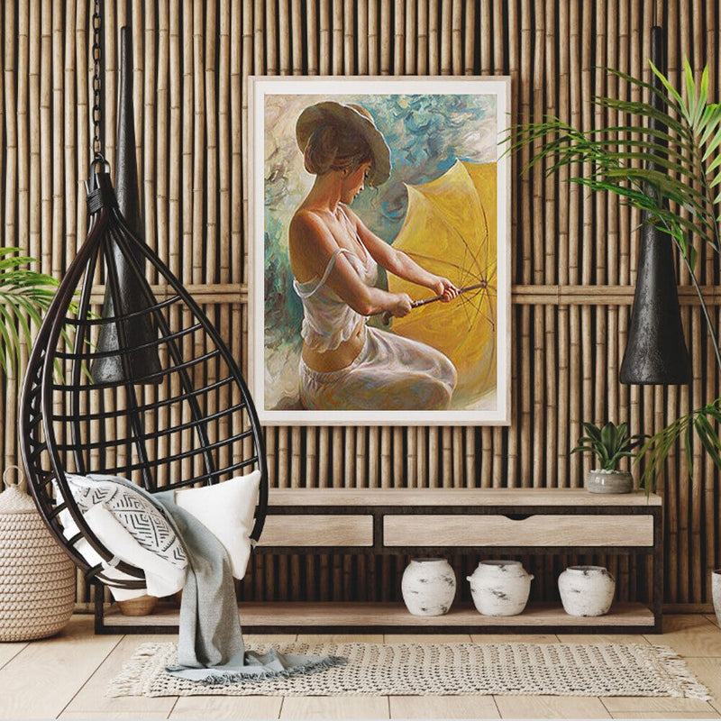 Girl Open Umbrella Oil Paint By Numbers Kits DIY Handpainted on Canvas Art
