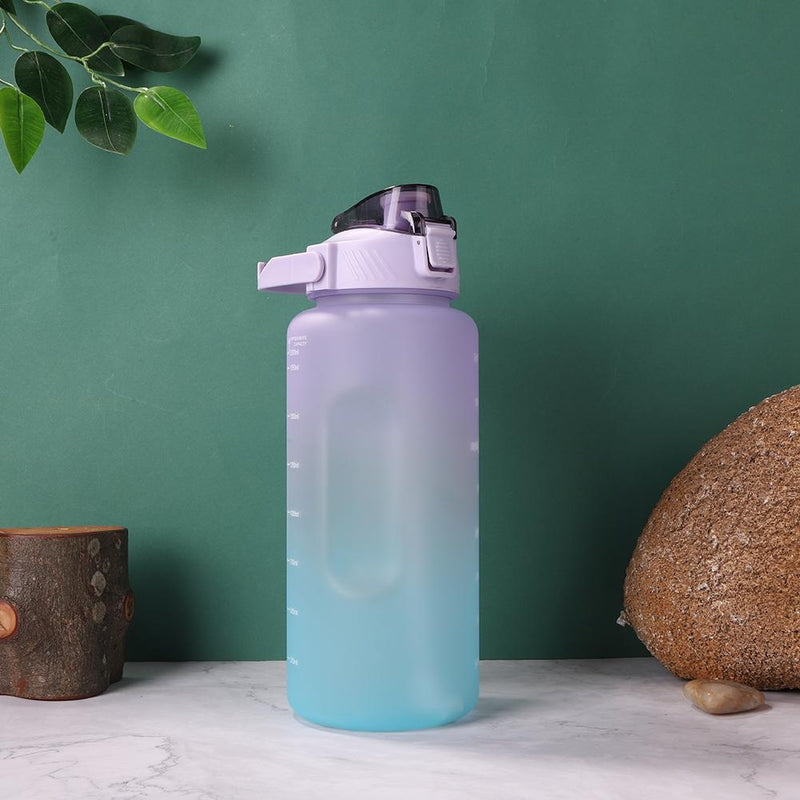 2000ml Water Bottle with Time Marker for Outdoor Sports Drink Cup (Purple)