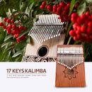 17 Keys Wood Mahogany Kalimba Finger Thumb Piano with Tuner Storage Bag Newly