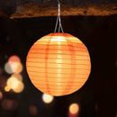 8 inch LED Round Solar Lantern Waterproof Pendant for Garden Decor (Pink) Newly