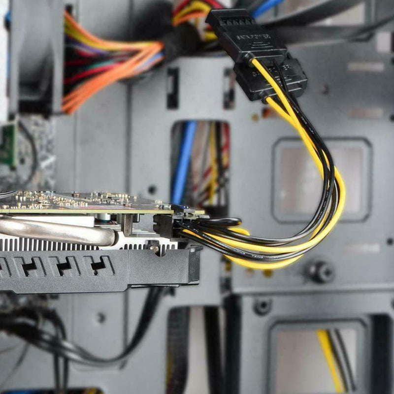 SATA 15 pin Male to 8 pin 6+2 PCI-Express PCIe Video Power Adapter. Graphic E3Y9