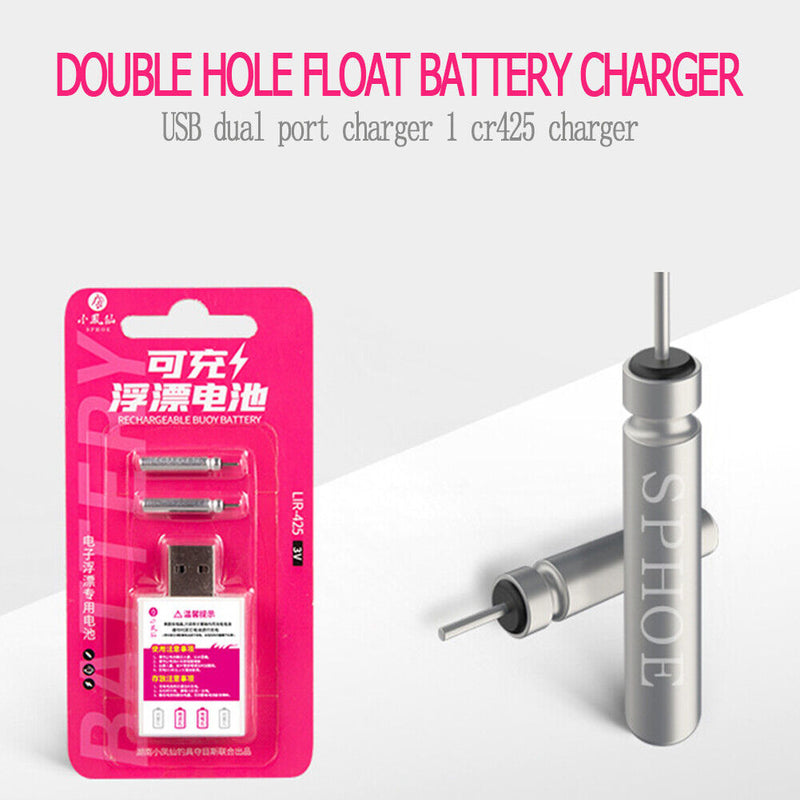 Fishing Float Battery CR425 Rechargeable USB Charger Battery LED Fish Buoy Newly