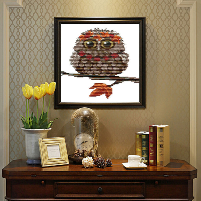 Owl Pattern Partial Cross Stitch 14CT DIY Printed Embroidery Packs Home Decor