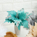 Home Decoration Christmas Tree Flowers Glitter Ornament Xmas Gift Poinsettia