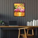 5D DIY Round Diamond Painting Three Pink Birds Cross Stitch Mosaic Bead Art K