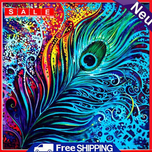 5D DIY Full Drill Diamond Painting Color Feather Cross Stitch Embroidery Kits Ho