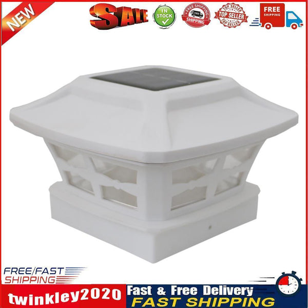 Solar Post Cap Lamp LED Waterproof Outdoor Deck Light Garden Decor (White) Newly