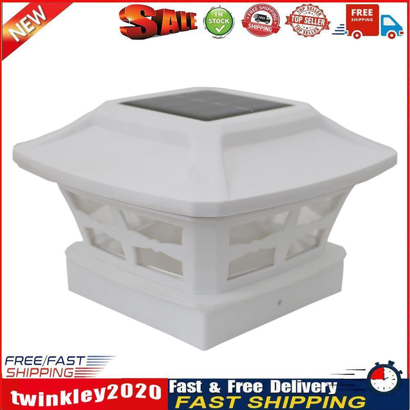 Solar Post Cap Lamp LED Waterproof Outdoor Deck Light Garden Decor (White) Newly