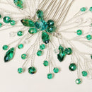 Tiara Wedding Bridesmaid Hair Pin Green Crystal Leaf Hair Combs Bridal Clips